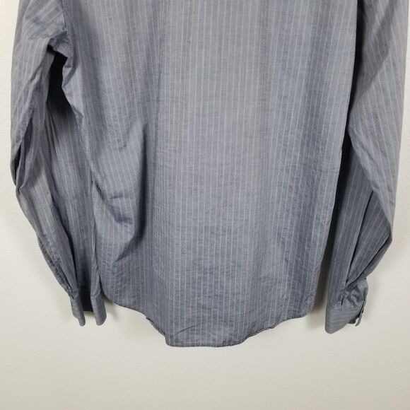 Burberry London Light Grey Cotton Stripe Long-Sleeve Button Up Shirt Size 17½-44 - Picture 7 of 11